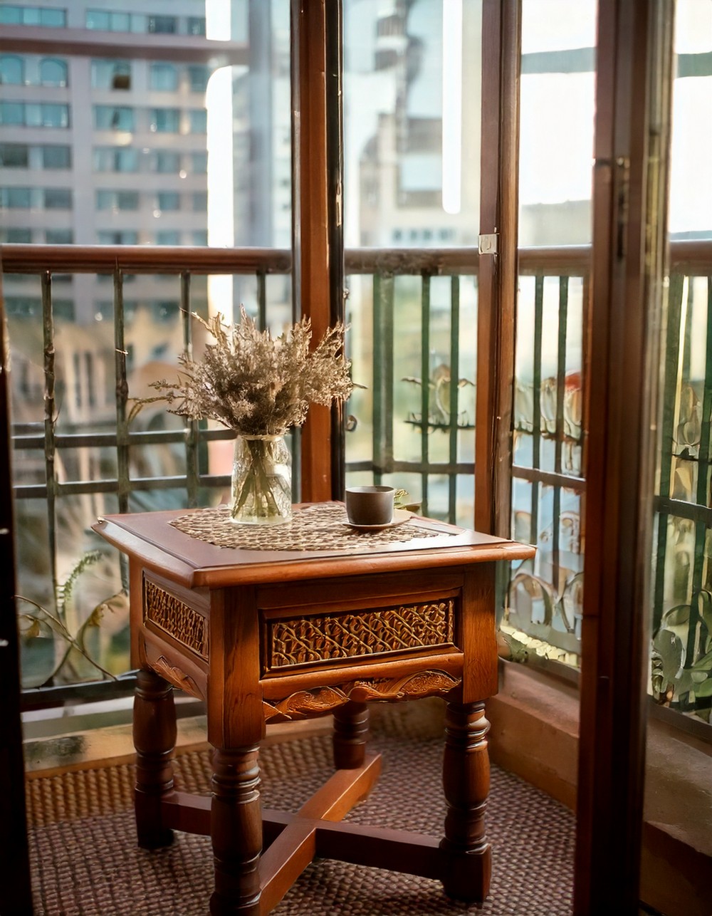 Carved Wooden Side Table
