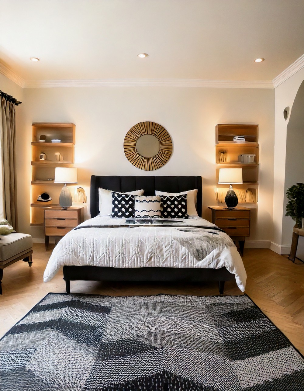 Chevron Black and Cream Rug