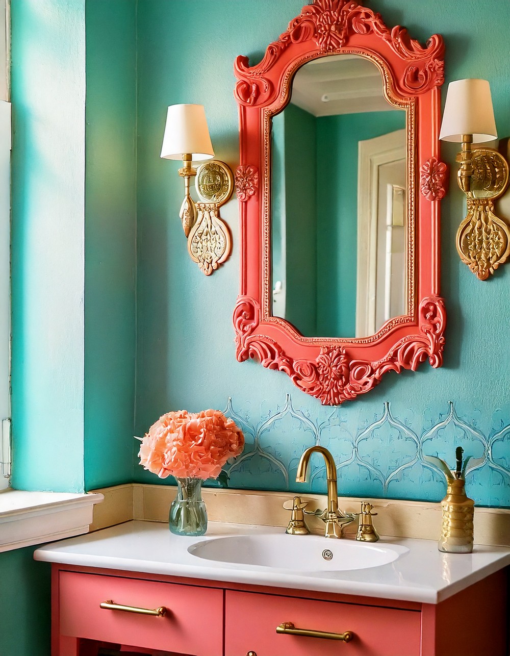 Coral and Aqua Mirrors