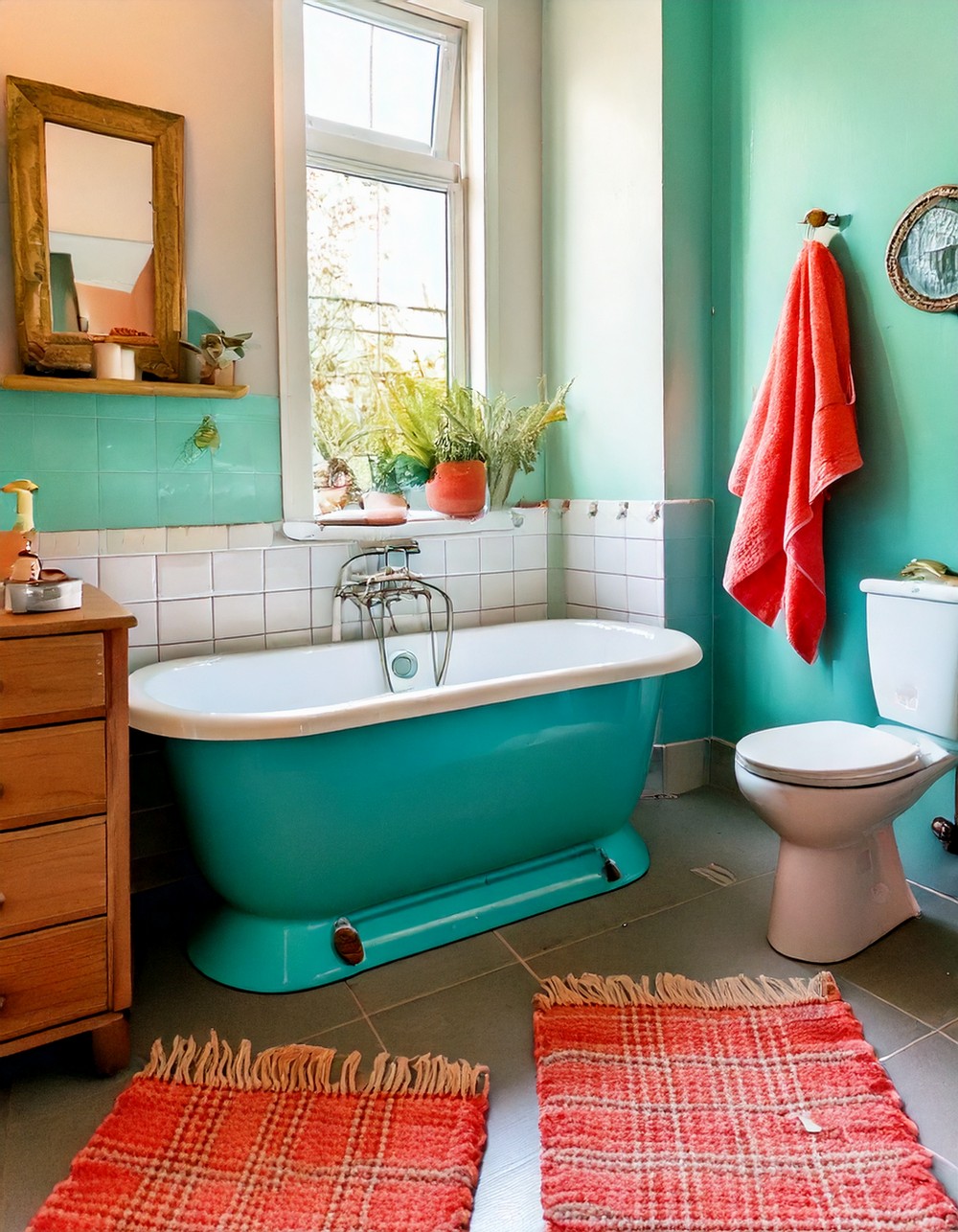 Coral and Aqua Rugs