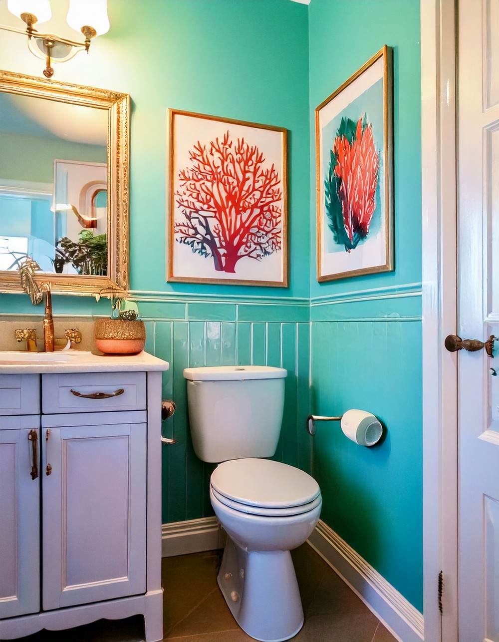 Coral and Aqua Wall Art