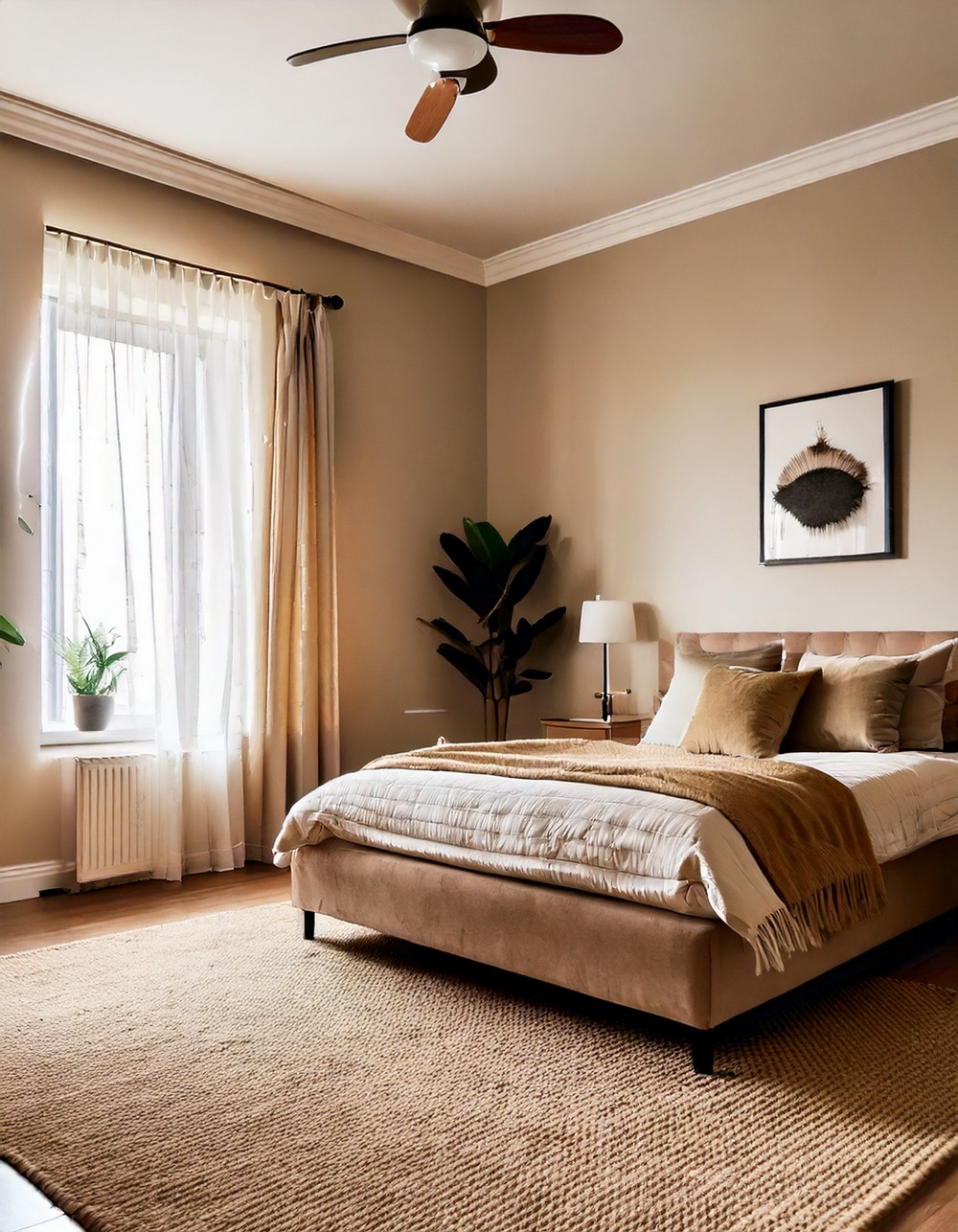 Cozy Beige and White Area Rug