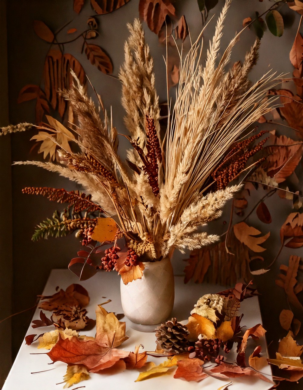 Decorate with Seasonal Foliage and Dried Flowers