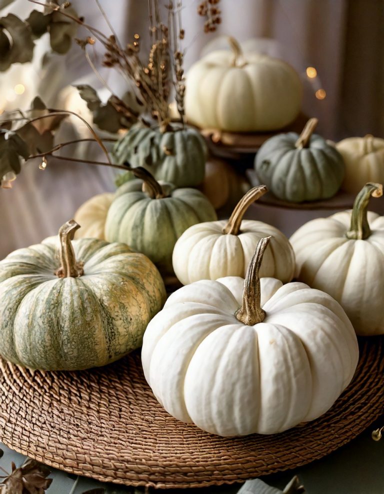 Decorate with White or Muted Pumpkins