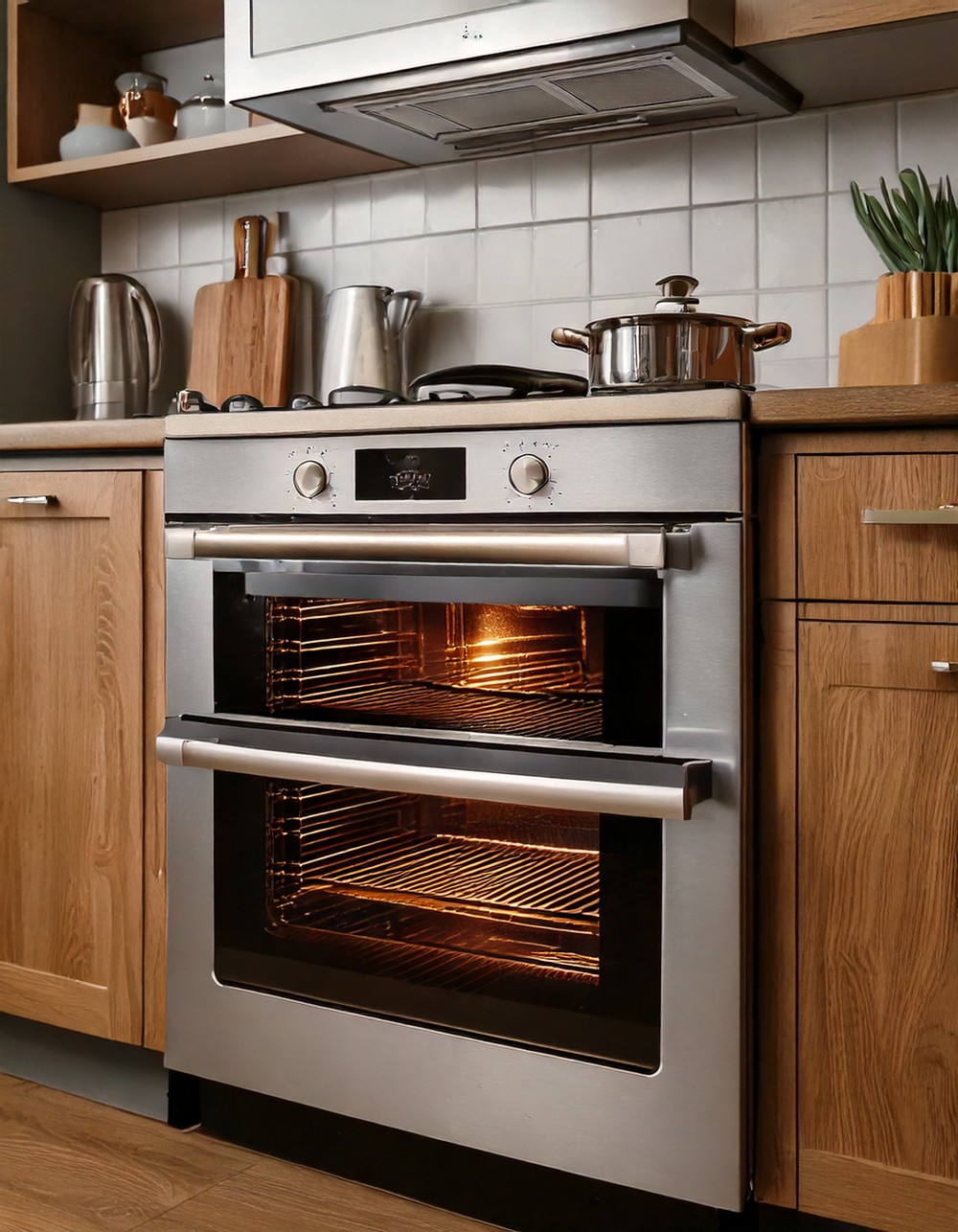 Double oven with steam function