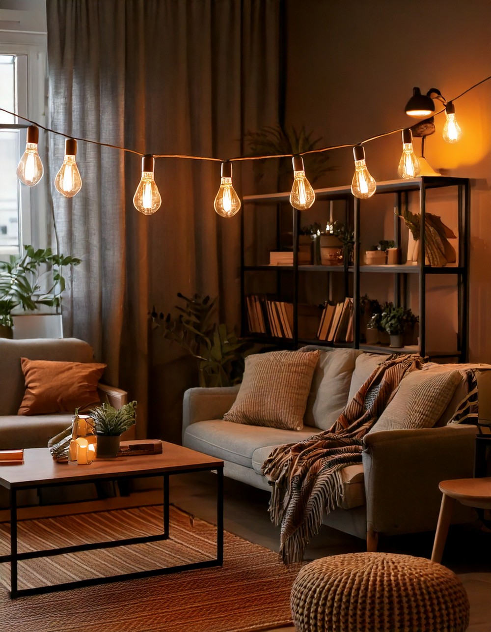 Edison bulb string lights for warm, ambient lighting