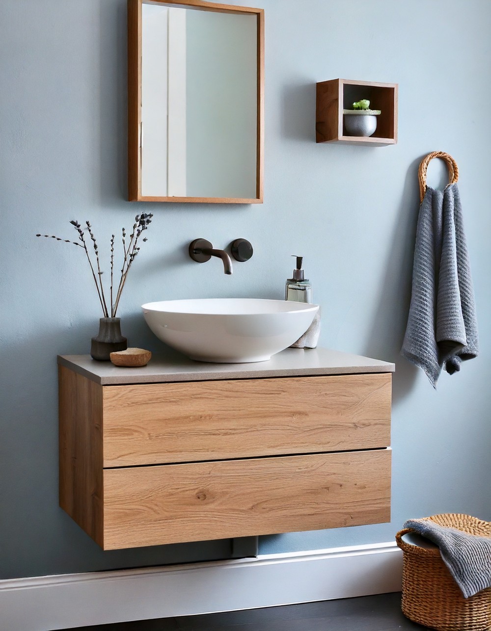 Floating Vanity with Elegant Vessel Sink