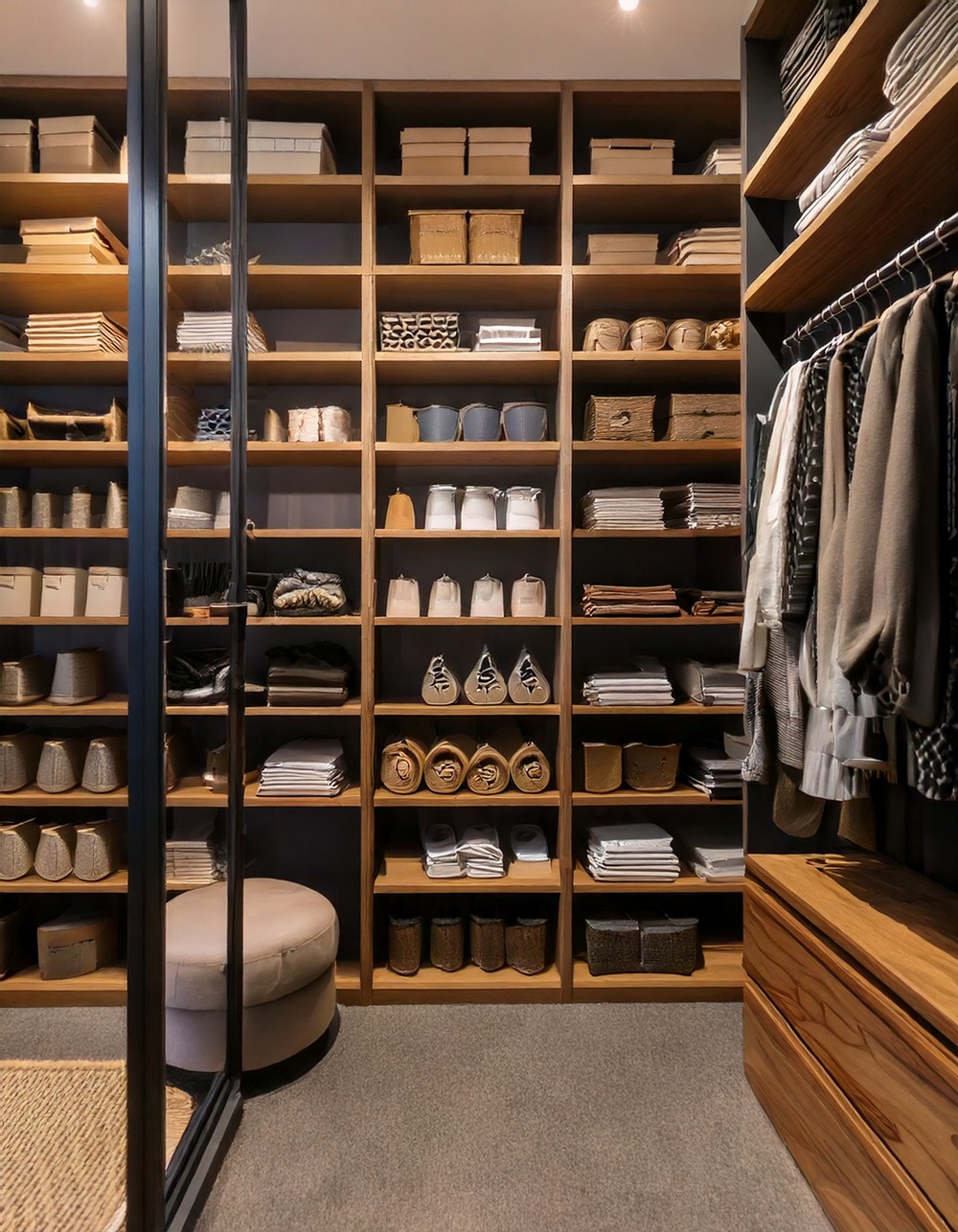 Floor-to-ceiling shelving to maximize vertical space