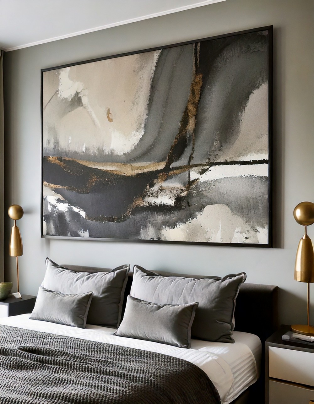Framed Abstract Grey Artwork