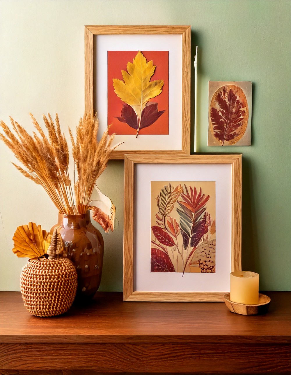 Framed Botanical Prints in Rich Fall Tones