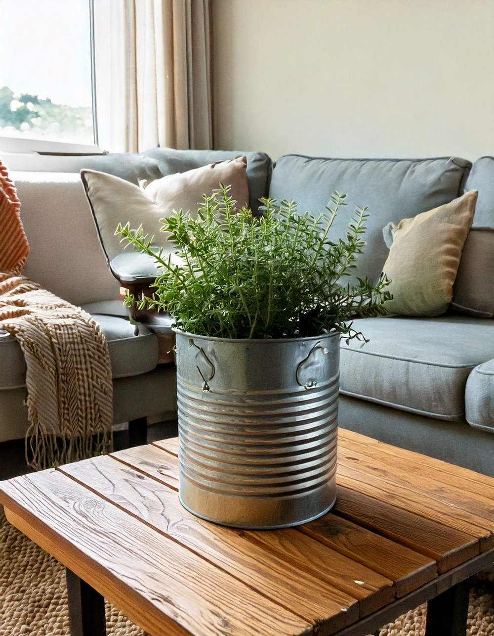 Galvanized metal planter
