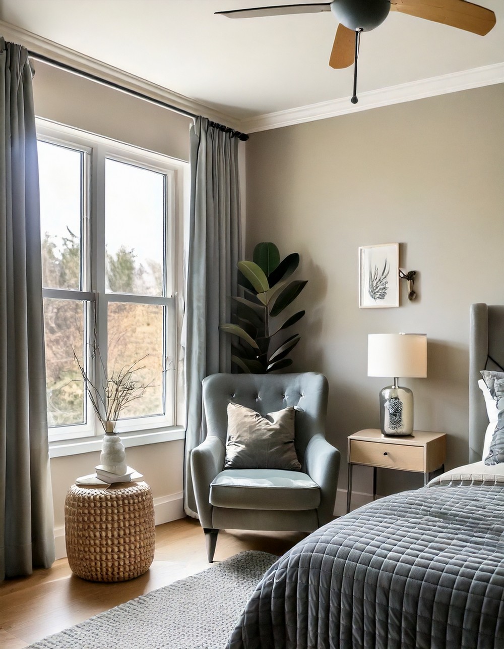 Grey Velvet Accent Chair