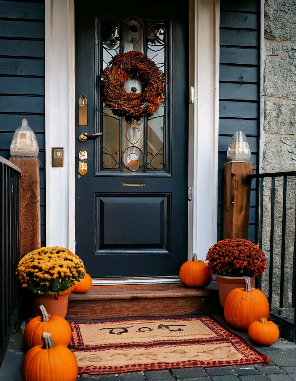Halloween Themed Doormat with Pumpkins