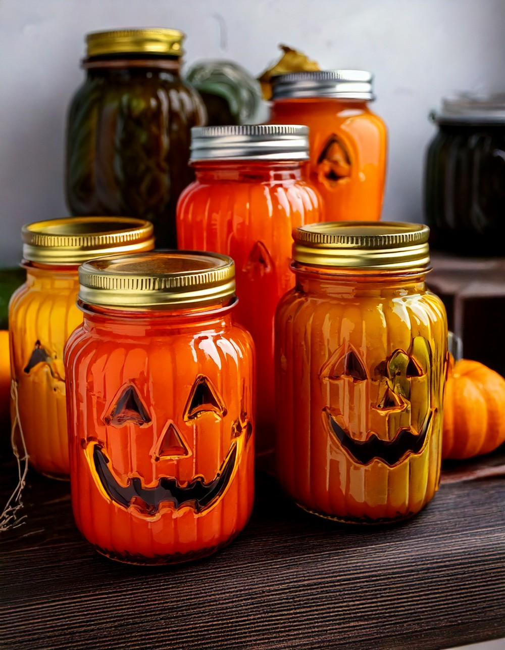 Hand-Painted Pumpkin Mason Jars