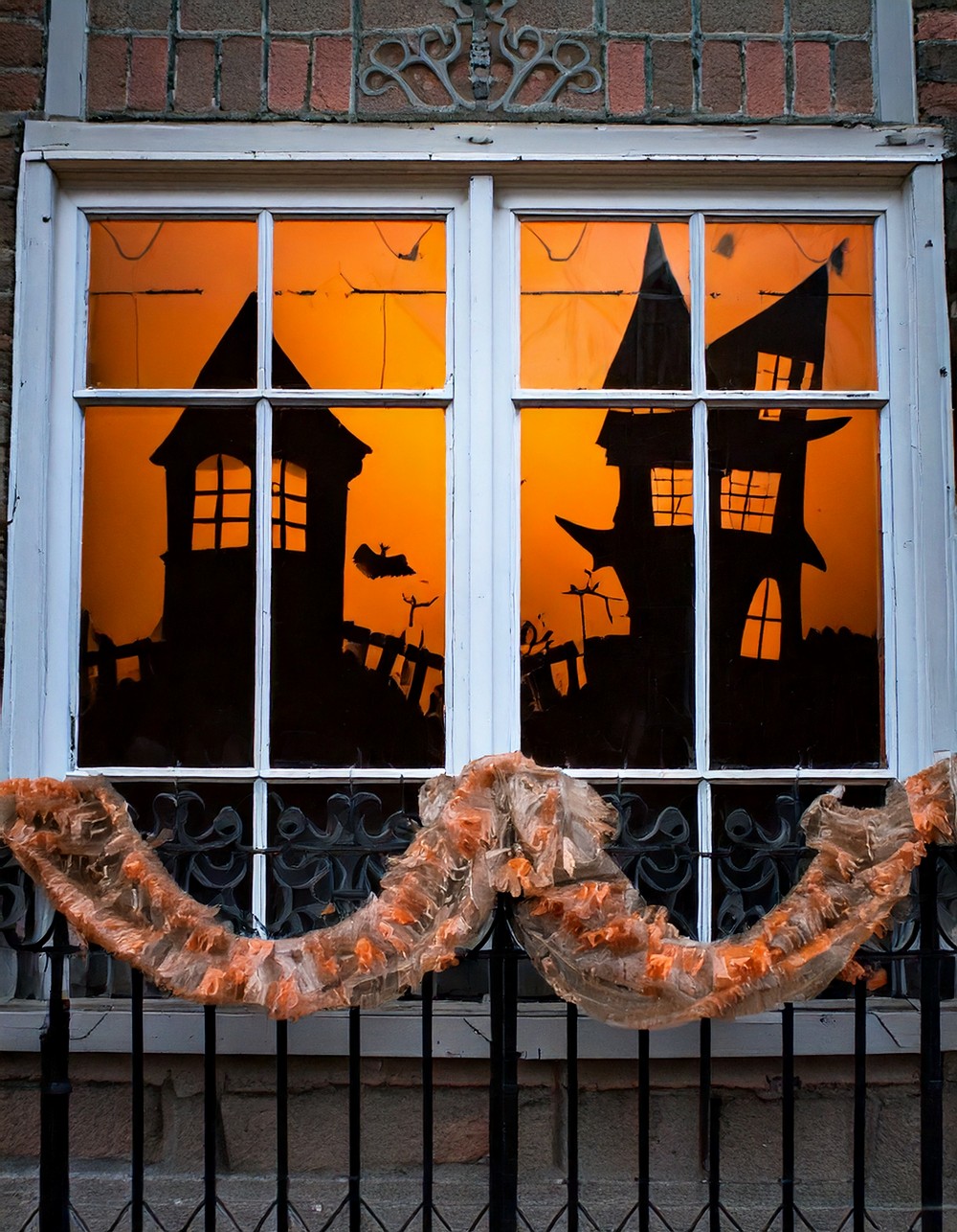 Haunted House Silhouette Window Clings