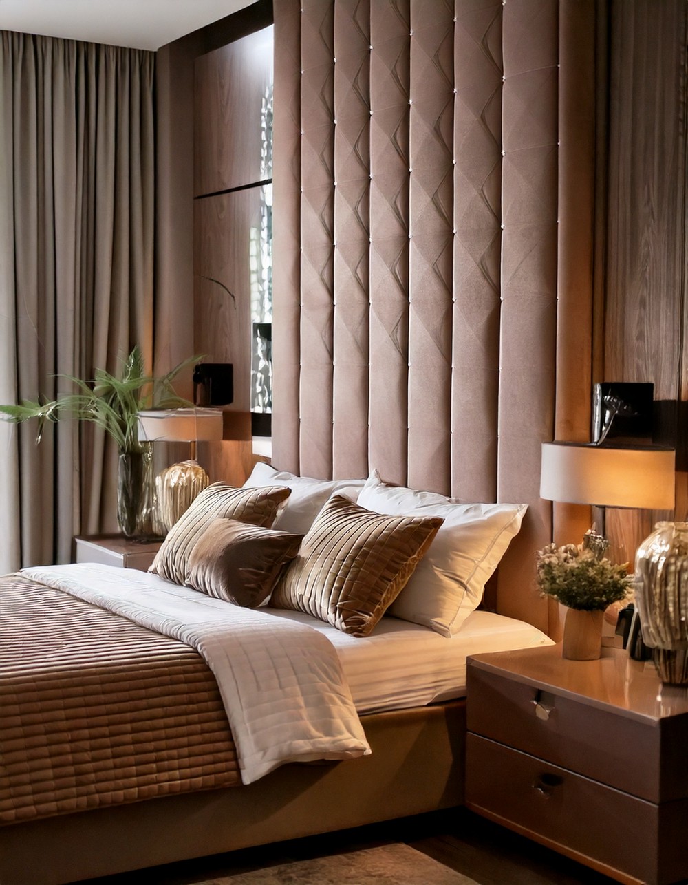 Incorporate a velvet tufted headboard