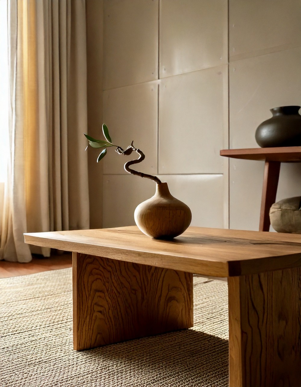 Incorporate natural wood furniture with clean lines