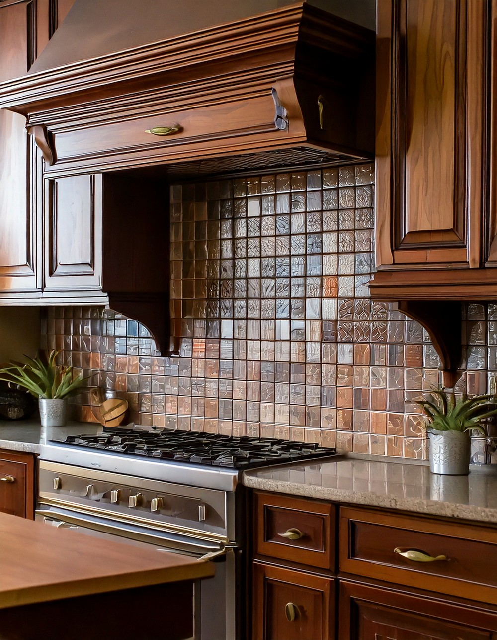 Intricate tile backsplash
