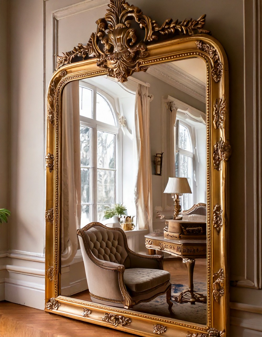 Large antique gilt mirror