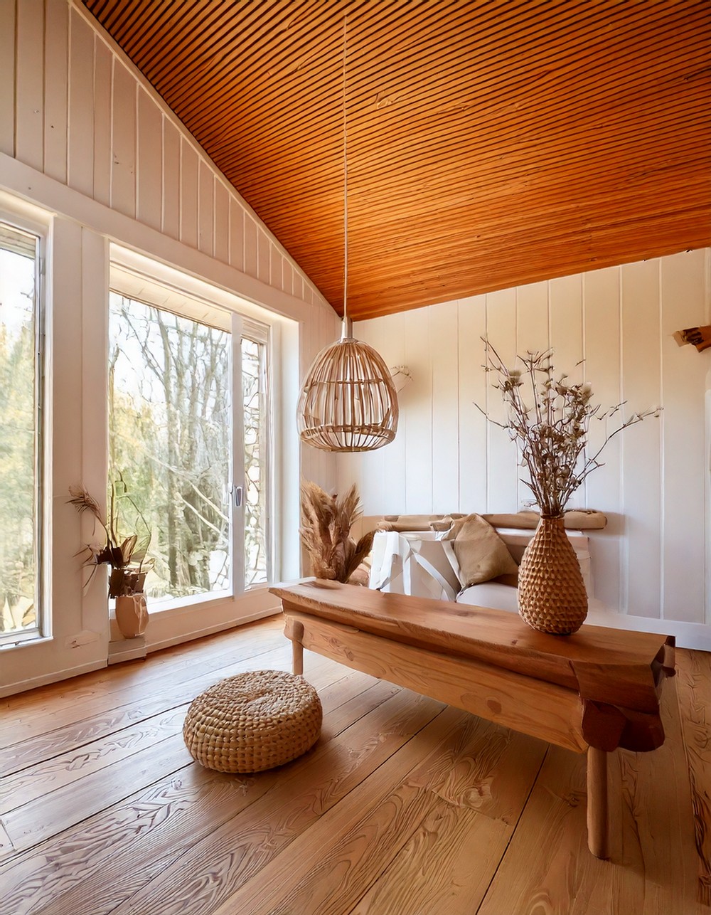 Layer Natural Wood and White Decor