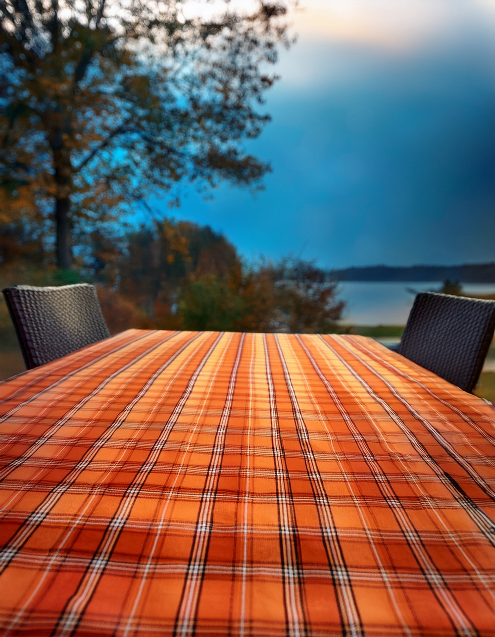 Layer an Orange Plaid Table Runner