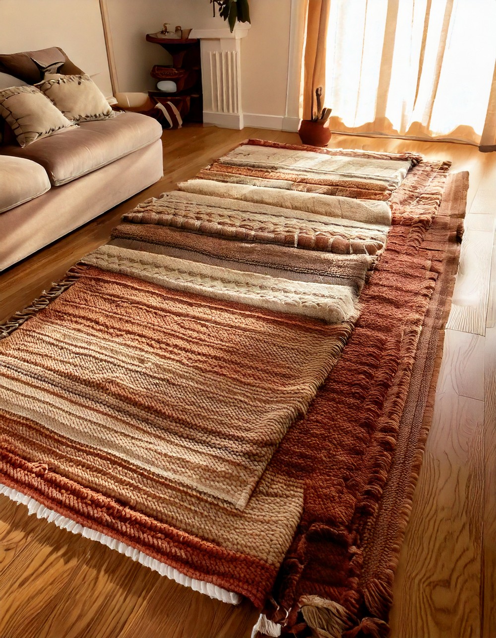 Layered Area Rugs in Earthy Tones
