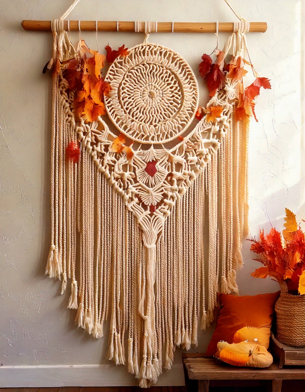 Macramé Wall Decor with Fall Colors