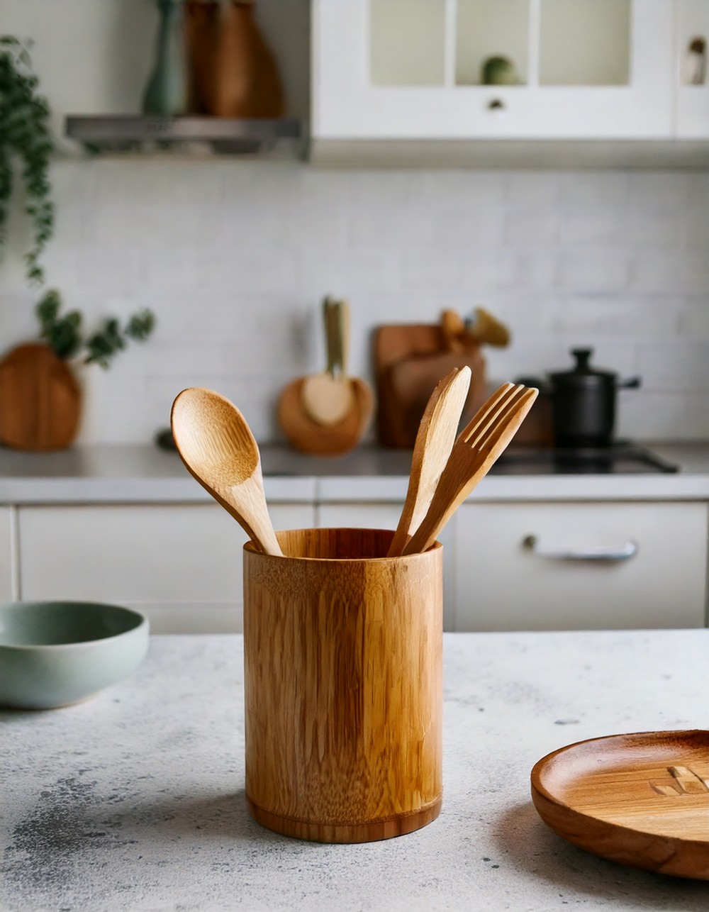 Minimalist Bamboo Utensil Holder