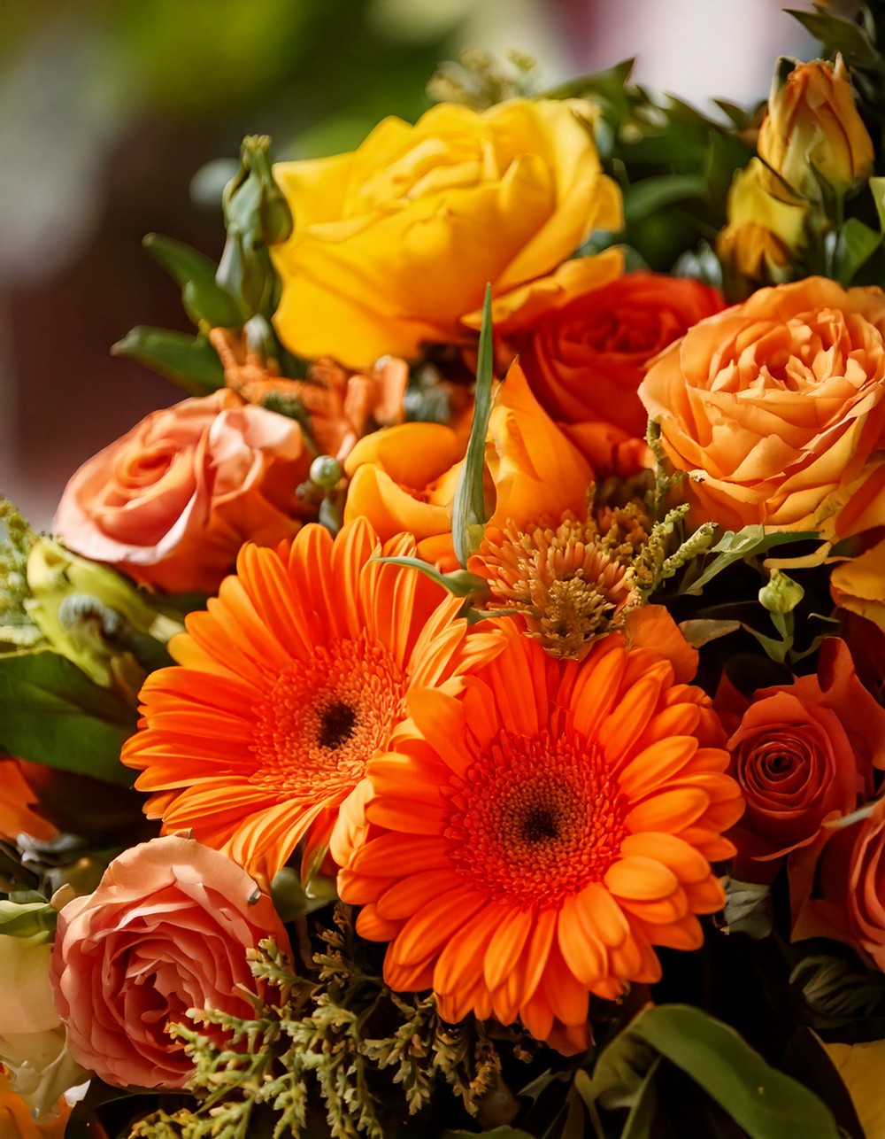 Mix in Orange Floral Arrangements