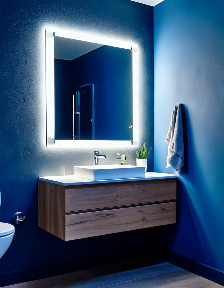 Modern Floating Vanity with Integrated Lighting