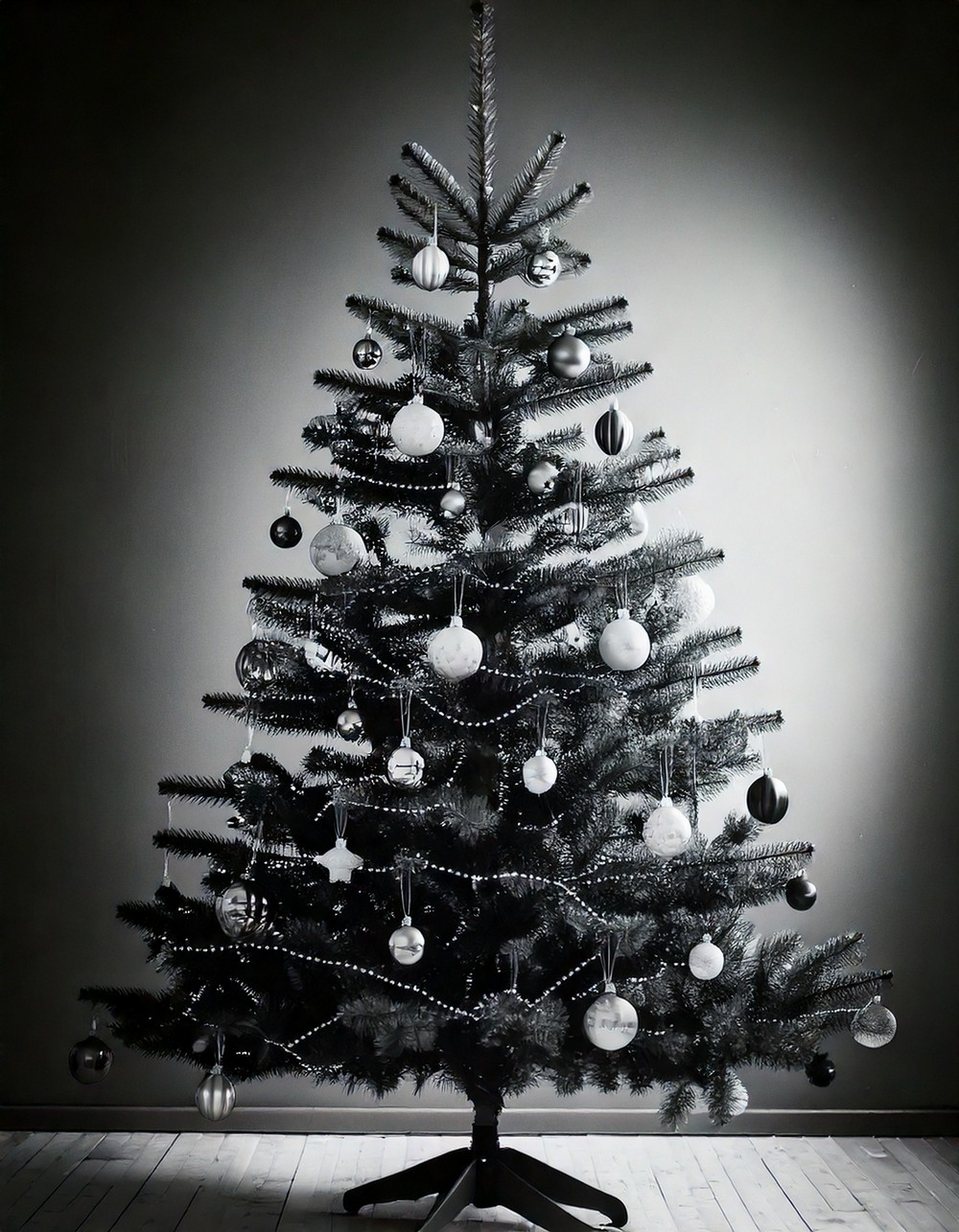Monochrome Black and White Christmas Tree