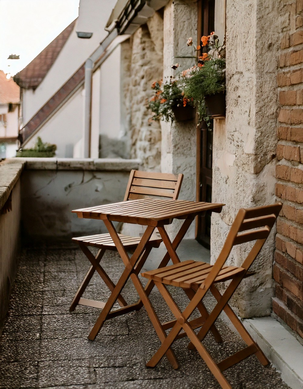 Natural wood folding bistro set