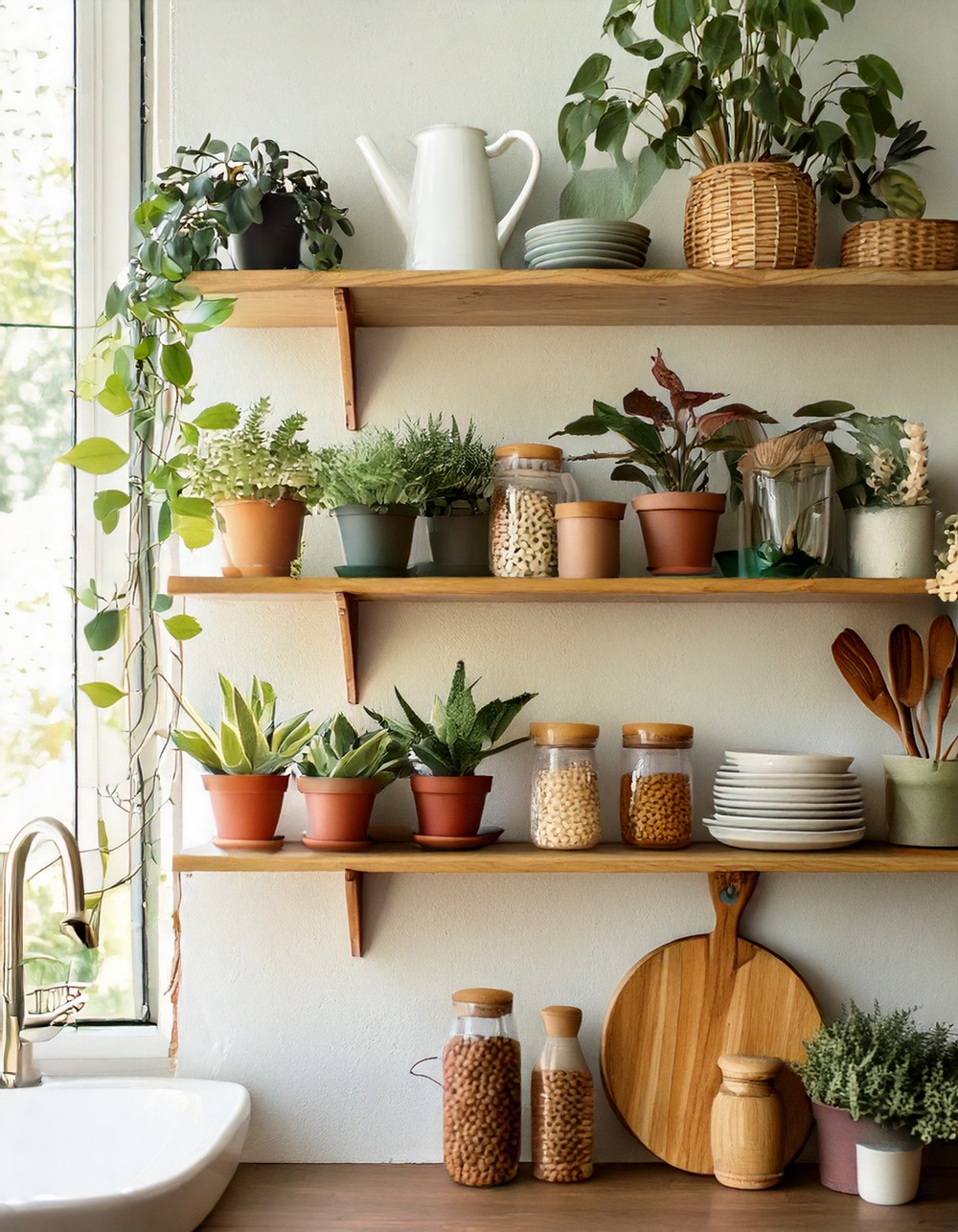 Open Shelving with Plants
