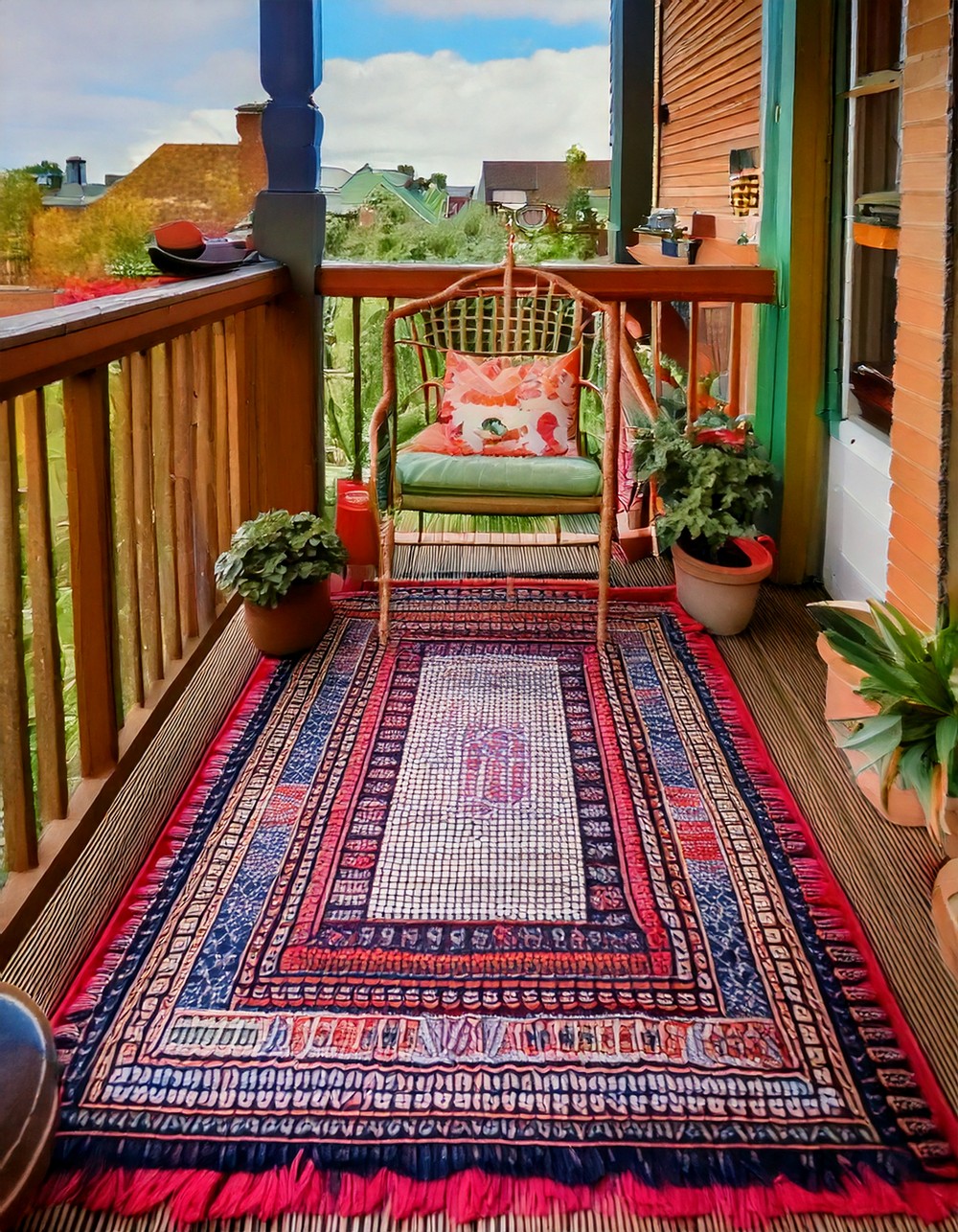 Outdoor Rug with Sequin Accents