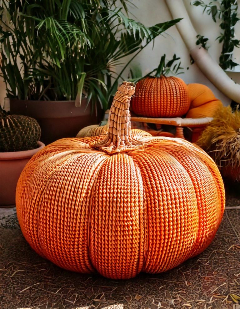 Oversized Woven Pumpkin Decor