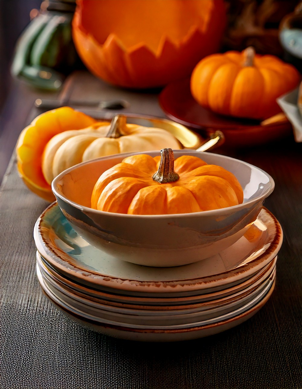 Pumpkin-Shaped Ceramic Dishes