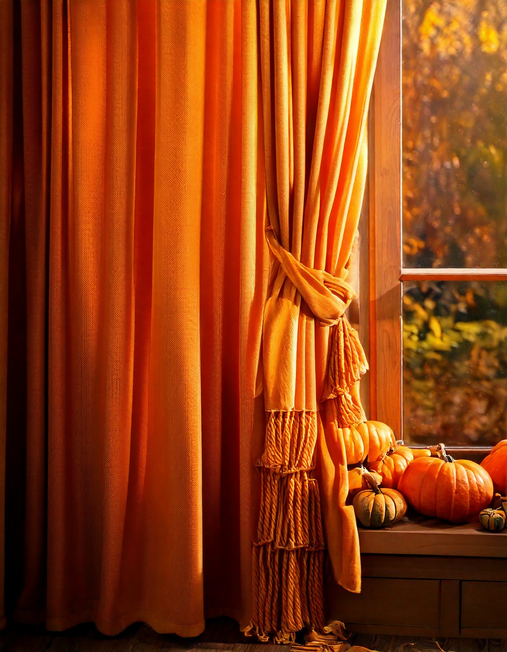Pumpkin Spice Tab-Top Curtains