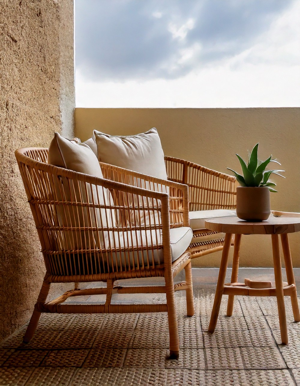 Rattan outdoor lounge chair