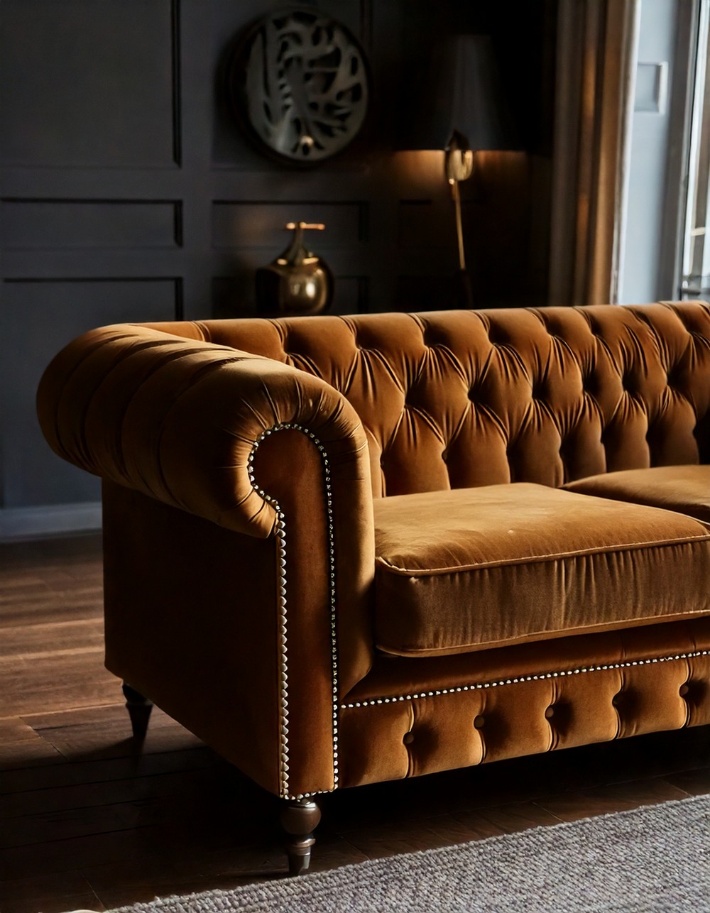 Retro-Inspired Velvet Chesterfield