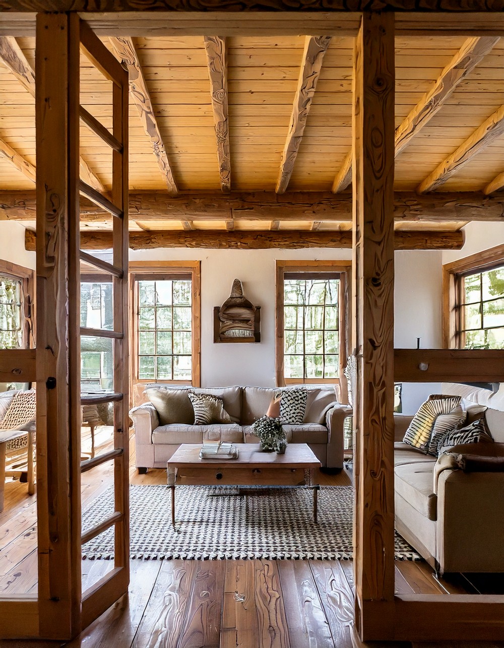 Rustic wooden beams