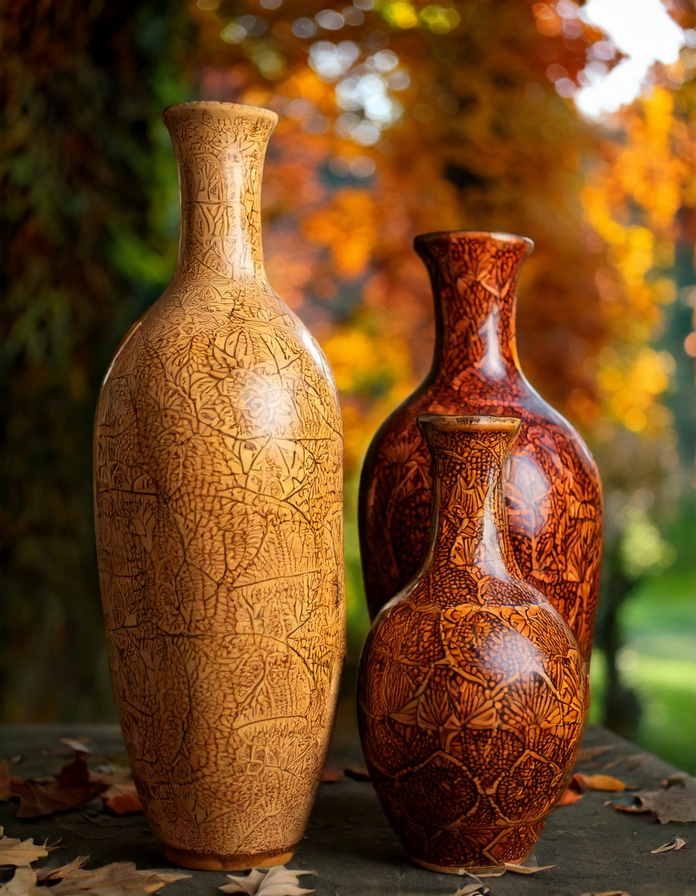 Sculptural Ceramic Vases in Fall Hues