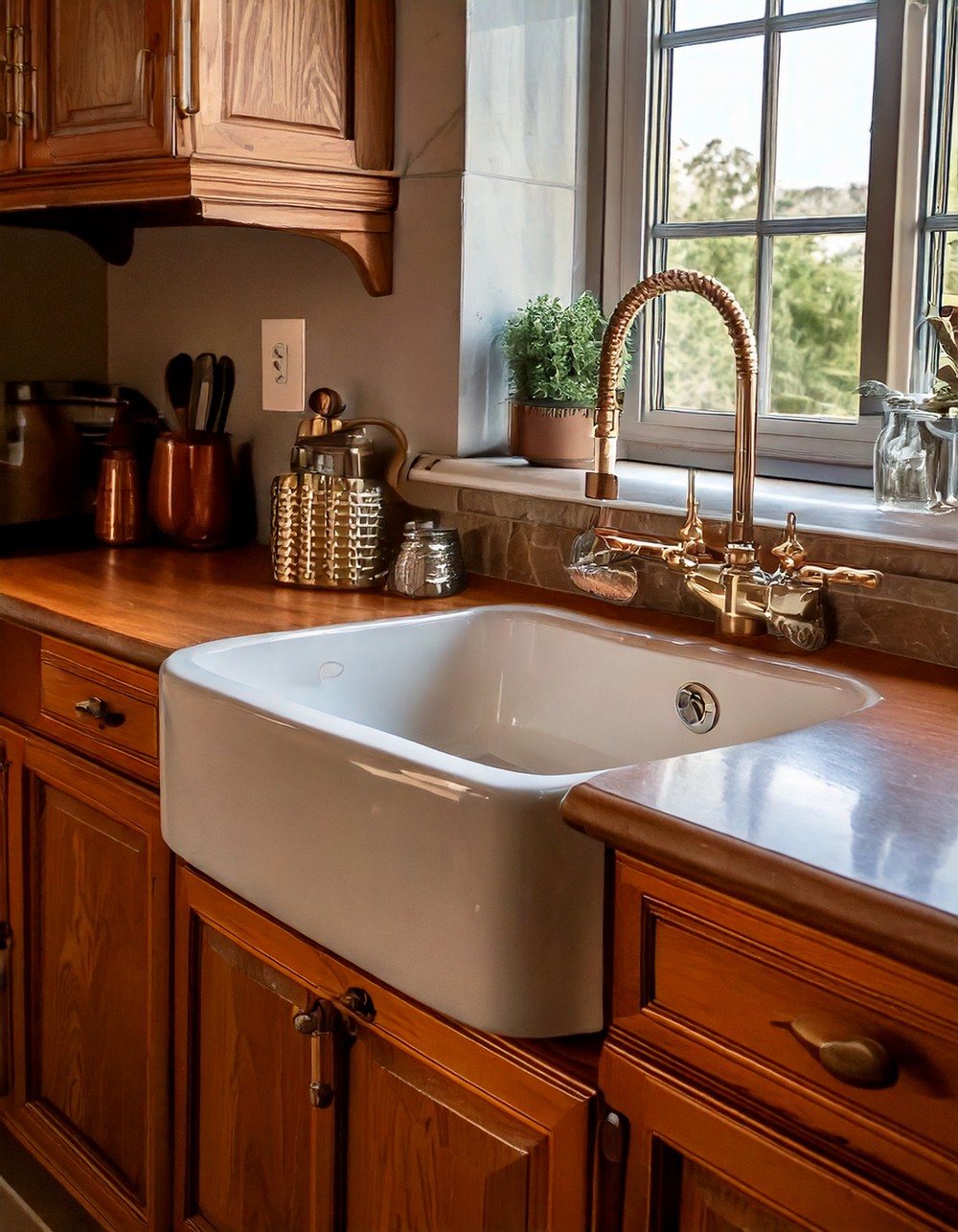 Statement copper farmhouse sink