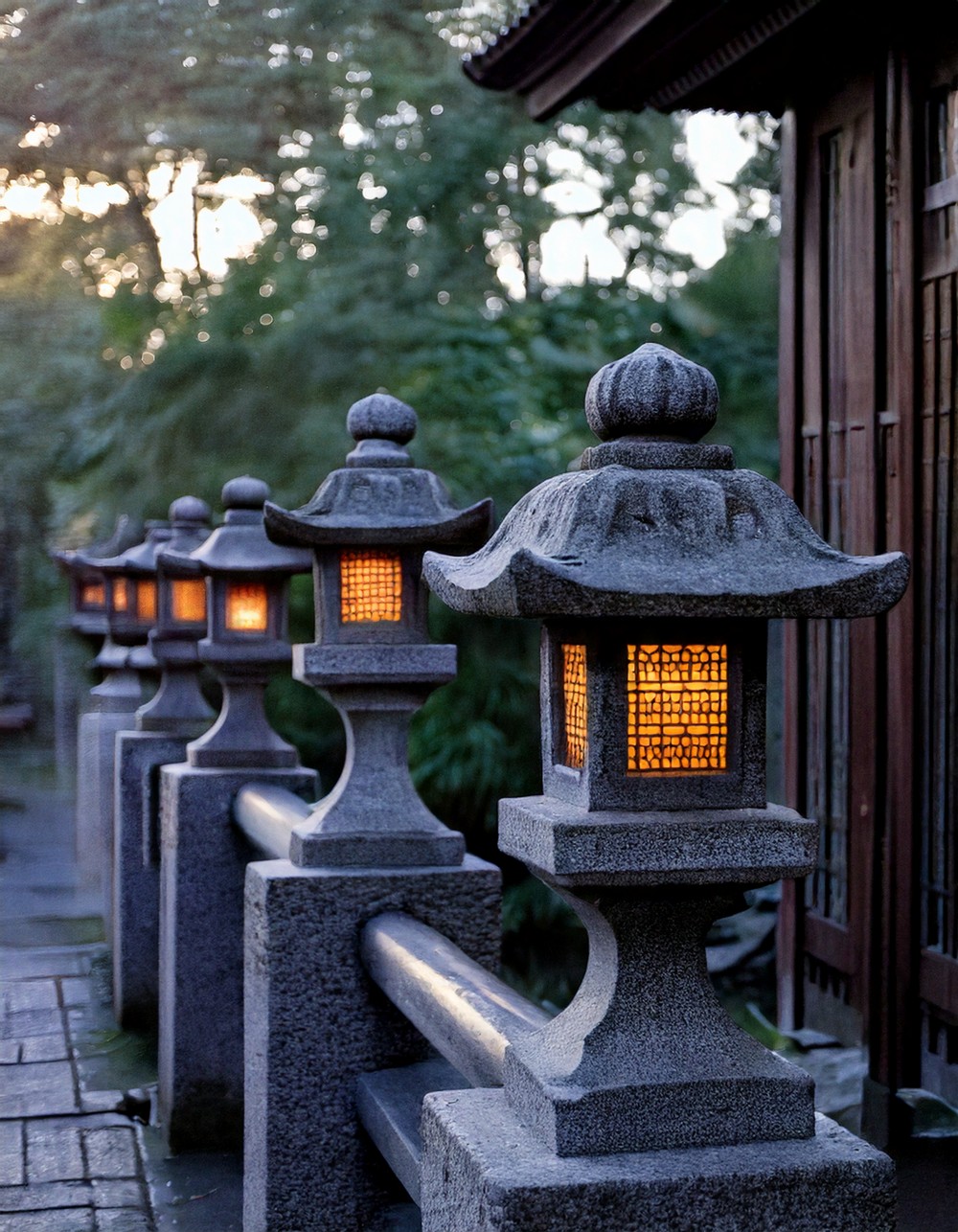 Stone Lantern Statues