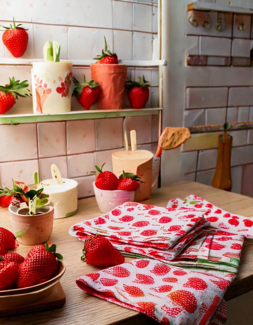 Strawberry Patterned Dish Towels