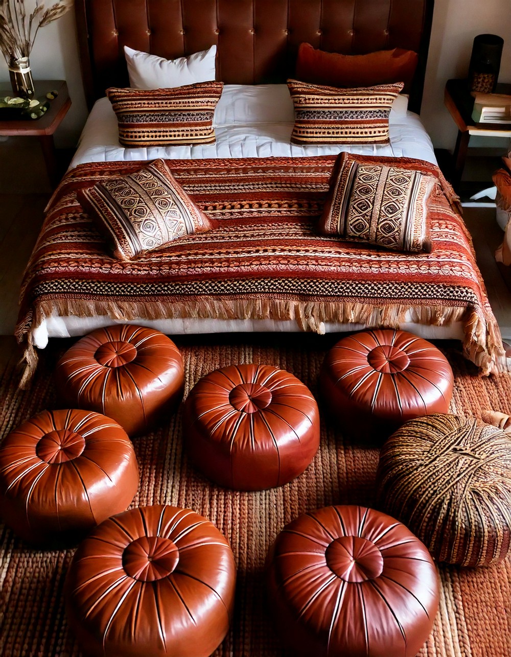 Suede or Leather Poufs