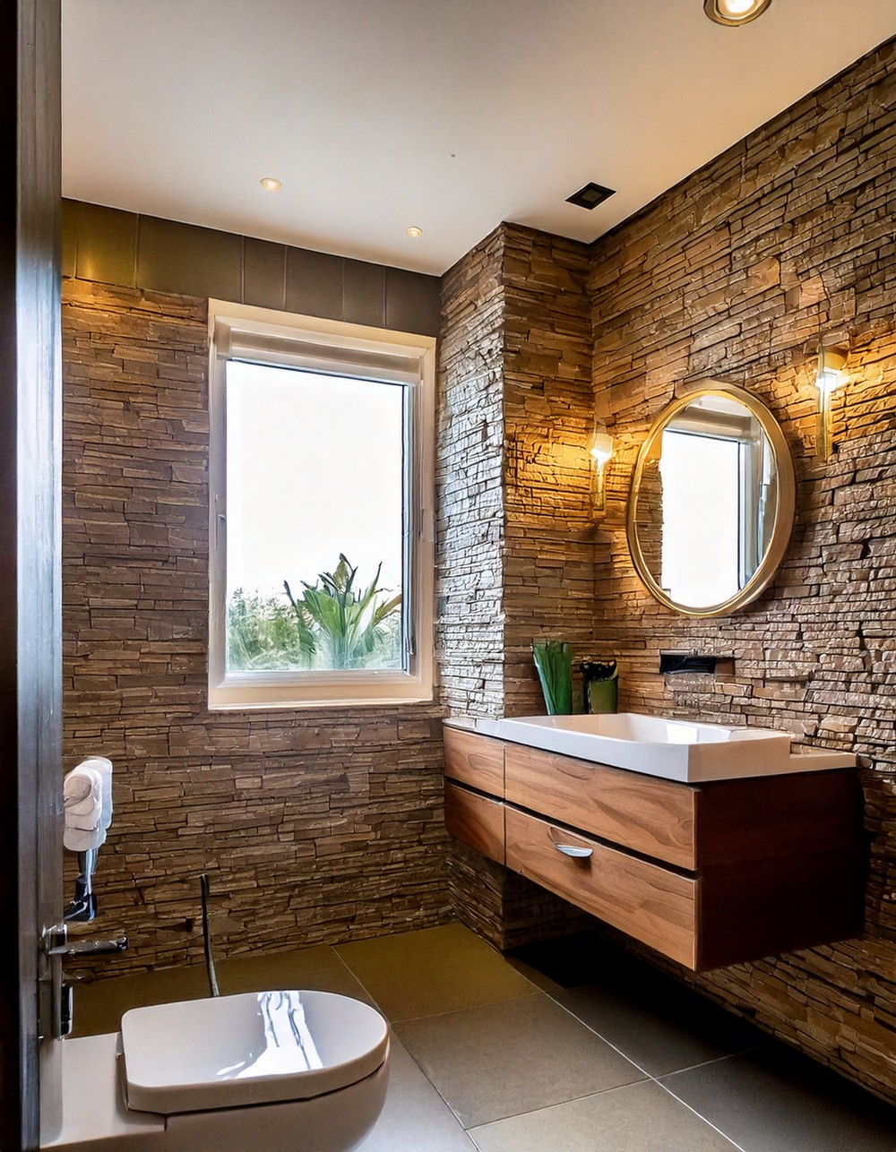 Taupe Stone Accent Wall