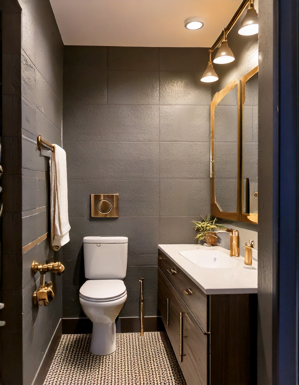 Taupe and Brass Light Fixtures