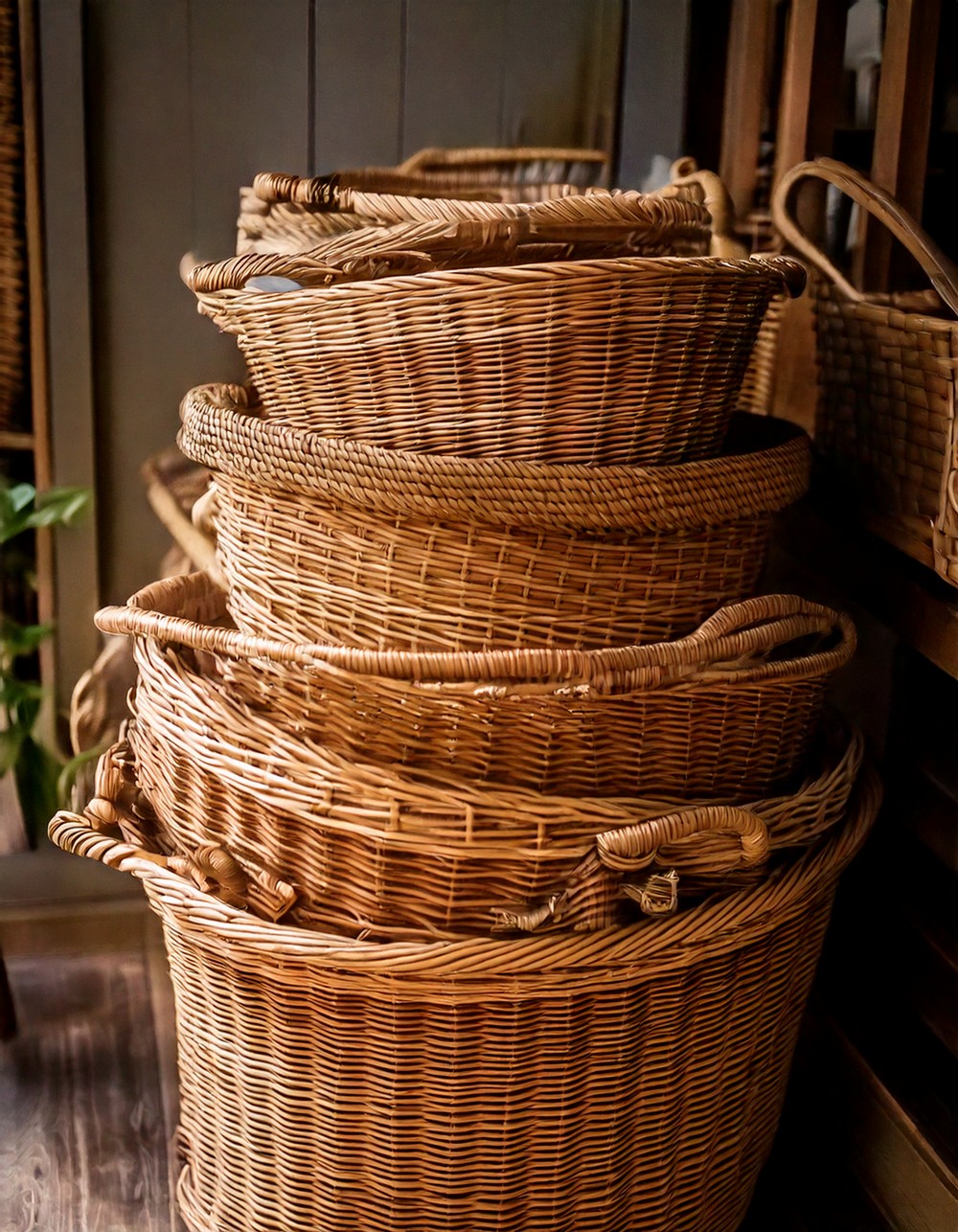 Use Antique Baskets for Storage and Style