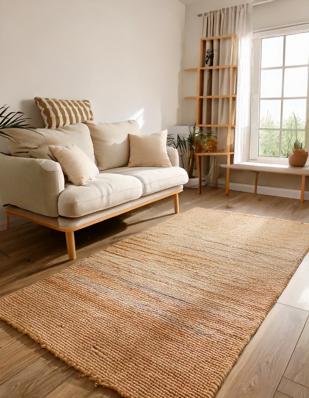 Use a Soft Beige or Taupe Area Rug