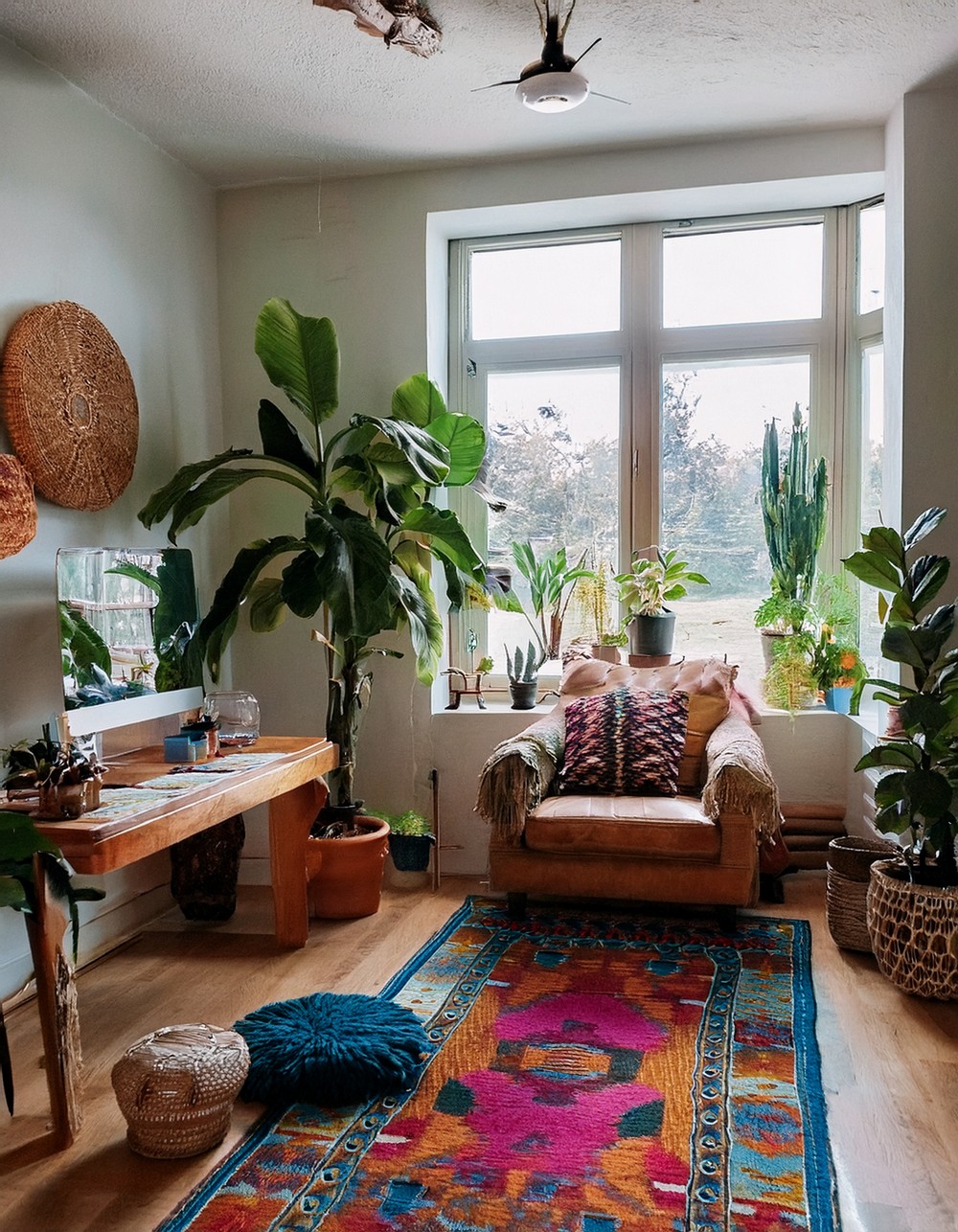 Use a vibrant Moroccan rug to add color